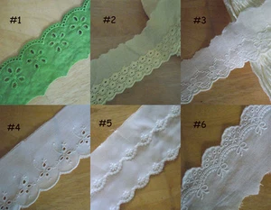 Encaje de mezcla de algodón ojal de 1-3-5-10 yardas de 1,5""-3"" de ancho verde, amarillo, blanco, zhb19 - Imagen 1 de 6