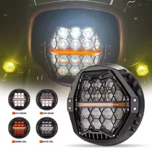 7 inch LED Headlight  Amber DRL for Harley Touring Street Glide Cvo Tri  Softail - Picture 1 of 15