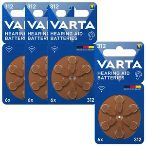 4x VARTA Hörgerätebatterien Zinc Air Hearing Aid 312 PR41 1,45V 6er Blister - Bild 1 von 1