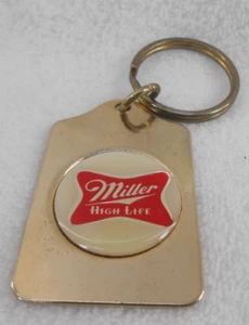 Vintage 90's MILLER HIGH LIFE Brass Medallion Metal Key Chain Made In USA KF3 - Picture 1 of 6
