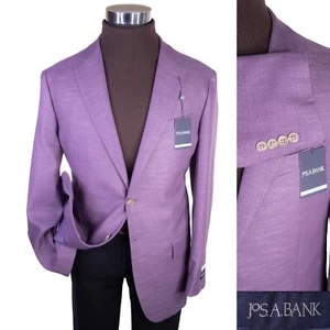 NWT Jos A Bank 43R Purple Sport Coat Jacket Blazer Two Button Stretch Poly Blend - Picture 1 of 17