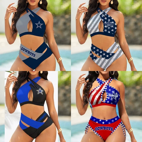 Dallas Cowboys Womens 2PCS Bikini Set Beach Swimsuit Push Up Bathing Wears S-7XL Cover