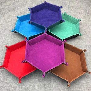 Foldable Hexagon Storage Box PU Tray Dice Tray Desktop Storage Box KS - Picture 1 of 18