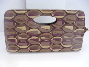 Katydid Canvas Brown & Burgundy Top Handle Zipper Close Purse - Picture 1 of 5