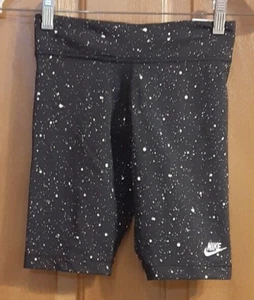 Nike Shorts Black Speckled Tight Fit Mid-Rise Short Stretch Girl's Size M NWT - Picture 1 of 5
