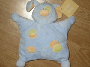 Doudou Peluche Chien Hund Dog Lapin Rabbit Semi Plat Bleu Nicotoy Kiabi baby 9 - Picture 1 of 1