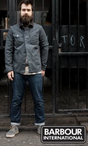 SUPERB BARBOUR X DEUS EX MACHINA JACKET - S - CHORE STYLE LEATHER COLLAR rp £225 - Picture 1 of 10