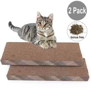 2x Cat Scratch Cardboard Catnip Scratching Pad Scratcher Lounge Sofa Bed Post - Picture 1 of 3