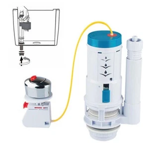 Toilet Flush Valve Button Cistern Dual Push Flush Siphon Fill Bottom Side Entry - Picture 1 of 7