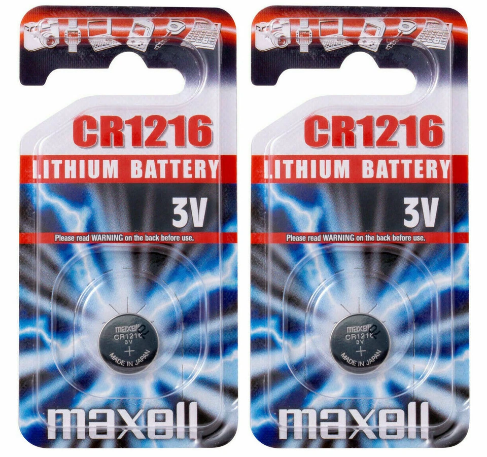 2 x Maxell CR1216 Pila Bottone Batteria 3V replace CR BR DL ECR KCR LM ML 1216 B