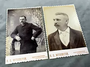 2 tarjetas de gabinete C.1890, Victorian Men A.E. Withington Studio Danielsonville, CT - Imagen 1 de 6