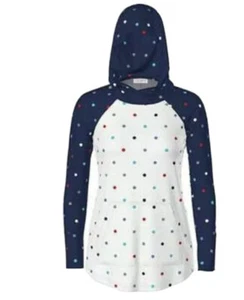 NUEVO CON ETIQUETAS LuLaRoe 2XL Blanco Azul Marino Arco Iris Lunares Tejido Ámbar Sudadera con Capucha - Imagen 1 de 9