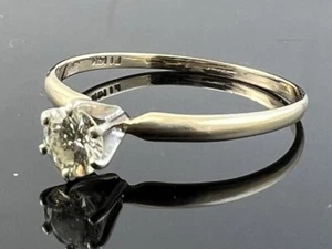 14k Yellow Gold 0.46 Round Natural Diamond Engagement Ring Size 11.25 - Picture 1 of 9