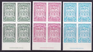 Saskatchewan Law Stamps $10, $20, $50 Mint nh Blocks, Lion Heraldry (Face $320!) - Picture 1 of 2