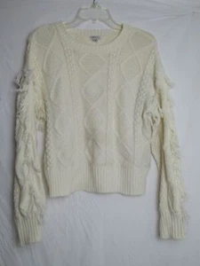 HABITUAL GIRL CREAM CABLE KNIT WITH FRINGE SZ 16 EUC DHA150 - Picture 1 of 3