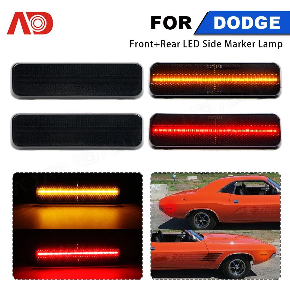 Luz marcadora LED delantera y trasera de humo para plumero Plymouth 72-76 Valiant Volare Foto 1 de 4