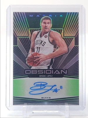 Brook Lopez 2019-20 Obsidian Matrix autógrafo E grabado verde automático/25 Q4408 Foto 1 de 2