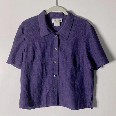 Blusa de Colección Miss Dorby Petites Seersucker Abotonada Manga Corta Talla 8P Foto 1 de 4