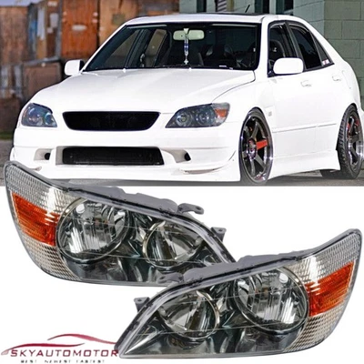 Juego de faros halógenos negros no ocultos Fit 2001-2005 Toyota JDM Altezza Lexus IS300 Foto 1 de 4