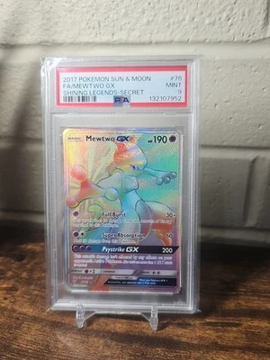 Pokemon Mewtwo GX TCG Secret Rainbow Rare Card Shining Legends 76/73 PSA 9 - Image 1 of 2