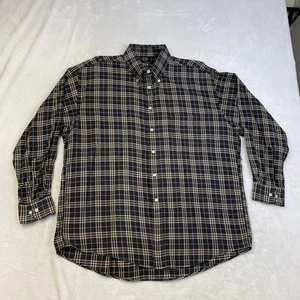 Burberry London Shirt XL Black Beige Plaid Button Up Long Sleeve USA Made - Picture 1 of 8