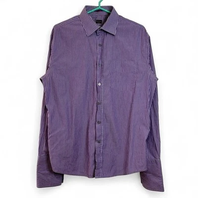 Camisa vintage Paul Smith a rayas púrpura con botones talla 16 1/2 42 se adapta a L para hombre Foto 1 de 4
