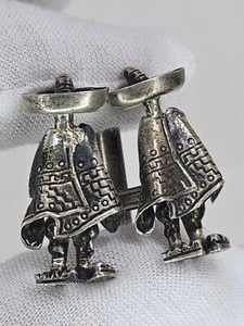Vintage 925 Sterling Silver Man With Sombrero Cufflinks - Picture 1 of 8
