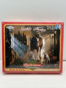 White Mountain Stable Mates 1000 Pc Jigsaw PUZZLE BUDWEISER Clydesdale Horse Dog - Picture 1 of 5