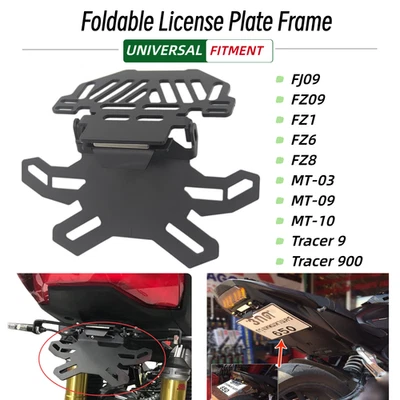 Foldable License Plate Bracket Frame for FJ09 FZ09 FZ1 FZ6 MT03 MT09 Tracer 900 - Image 1 of 4