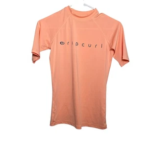 Rip Curl Rash Guard Boy's Small Peach Orange Short Sleeve UV Swim - Picture 1 of 8