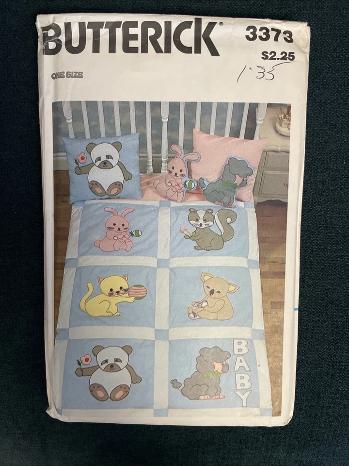 Vintage Butterick 3373 NEW Nursery Animal Quilt Blocks-appliqué-stuffed Animals - Image 1 of 1