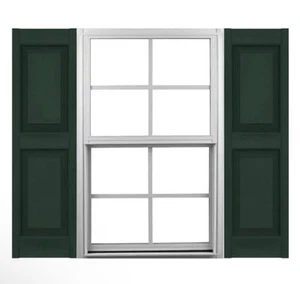 Severe Weather Exterior Vinyl Raised Panel Shutters Pair Heritage Green 15x55in. - Picture 1 of 2