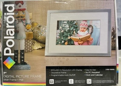 ⚡️Polaroid Digital Picture Frame 7" Screen Silver Frame + Mat PDF-700SL - Image 1 of 4