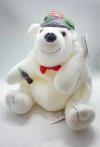 1997 Coca Cola Polar Bear Bean Bag Plush Stuffed Animal Santa Christmas 5" White - Picture 1 of 9