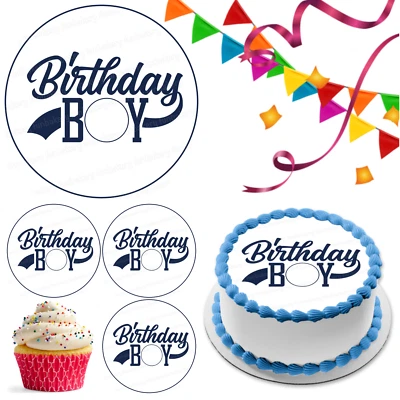 Birthday Boy Baseball Cake Topper Party Decoration Edible Celebration Cupcake - Image 1 of 4