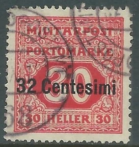 1918 OCCUPAZIONE AUSTRIACA SEGNATASSE USATO 32 CENT SU 30 H - UR41-6 - Picture 1 of 1
