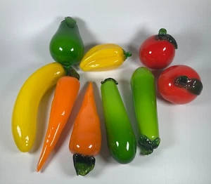 Vintage Murano Style Hand Blown Art Glass Fruit and Vegetables Lot of 9 - Picture 1 of 8