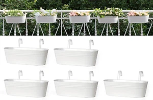 5 Pcs Metal Iron Hanging Flower Pots for Railing Fence 15.7 Inch Hanging Bucket  - Picture 1 of 7