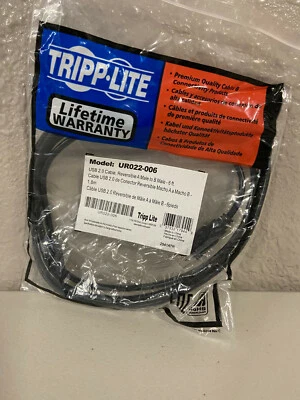 NEW Tripp Lite USB 2.0 Universal Reversible A/B 6-Feet Up/Down Cable UR022-006-U - Image 1 of 3