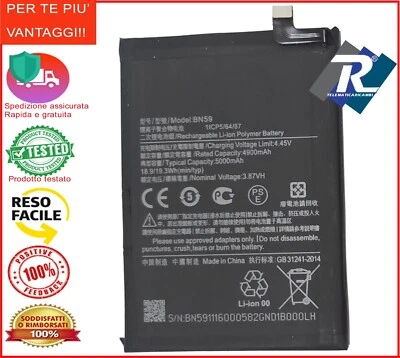 BATTERIA BN59 PER XIAOMI REDMI NOTE 10 - NOTE 10S 5000 mAh SOSTITUISCE ORIGINALE