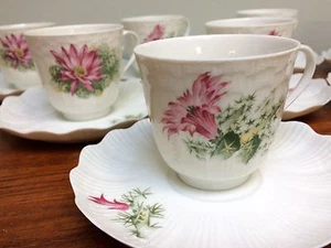 6 A. Giraud & Brousseau Limoge France Demitasse Cup Saucer Hand painted Floral - Picture 1 of 9