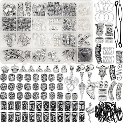 215Pcs Norse Vikings Runes Hair Beard Beads for Bracelets Pendant Necklace Diy - Image 1 of 4