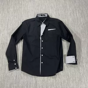 The Lee's Shirt Men XXL Black Cotton Blend Long Sleeve Silver Lattice Trim - Picture 1 of 9