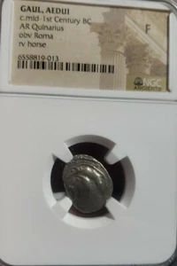 GAUL, Aedui. c.mid-1st Century BC. Silver Quinarius, NGC F - Picture 1 of 2