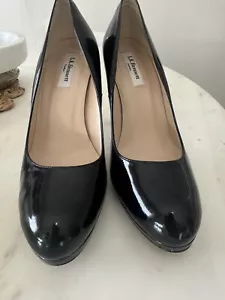 LK Bennett Black Patent Platform Pumps/shoes Size 41 Pre Owned - Picture 1 of 20