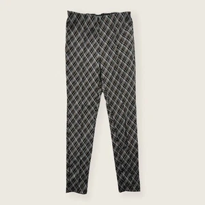 Tahari Leggings Womens Medium Pants Brown Plaid Stretch Elastic Lightweight - Picture 1 of 7