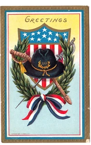 Vintage Decoration Day Greetings GAR Hat, Shield, Sword, Laurel Postcard - Picture 1 of 2