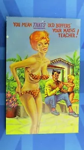 Postal Saucy Cómic Años 60 Big Boobs Bikini Baño Belleza PROFESOR DE MATEMÁTICAS Tema - Imagen 1 de 2