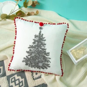 Christmas Pompom Cushion Holiday Deco Pillows Christmas Gift Home/Party Decor - Picture 1 of 5