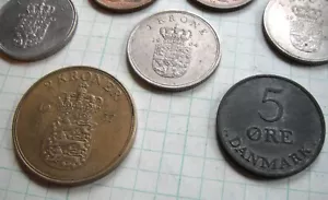 1957 Danmark 2 Kroner coin, 1956 5 Ore, Plus More 23 total vintage Denmark coins - Picture 1 of 6